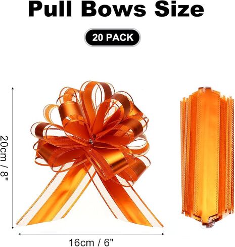 uxcell 20pcs Orange Pull Bows 6.3 Inches Wide Large Organza Ribbon Gift Bows for Gift Wrapping Gift Baskets Decor Wedding Parties Birthday Florist Packaging and Decoration in Saudi Arabia