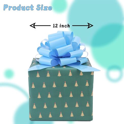 Large 12" Pull Bow, 2 Pcs Gift Bow for Present, Wrapping, Bikes, Appliances, Christmas, Parties, Decorations on Tables (Light Blue) in Kuwait