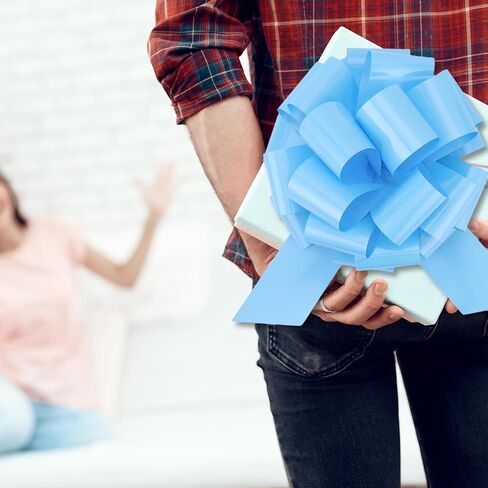 Large 12" Pull Bow, 2 Pcs Gift Bow for Present, Wrapping, Bikes, Appliances, Christmas, Parties, Decorations on Tables (Light Blue) in Kuwait