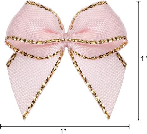 MECCANIXITY 50Pcs Mini Gold Edge Ribbon Bow 1" Fabric Satin Ribbon Bows for Craft DIY Hair Bow Sewing Wedding Birthday Party Light Pink in Saudi Arabia