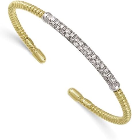 Diamond2Deal 18K Gold Polished Diamond Cuff Bangle Bracelet in Saudi Arabia
