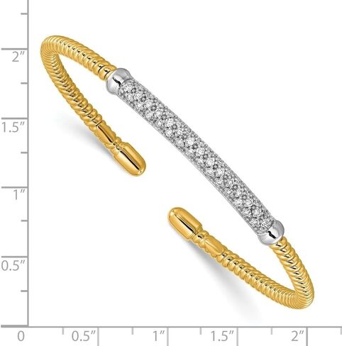 Diamond2Deal 18K Gold Polished Diamond Cuff Bangle Bracelet in Saudi Arabia