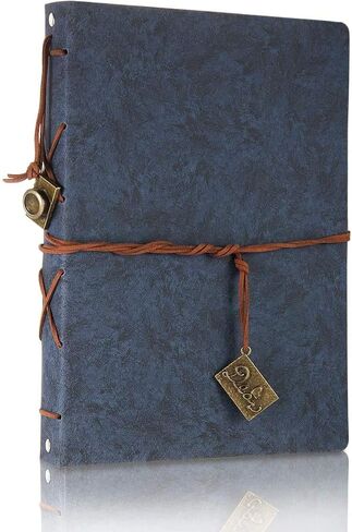 ThxMadam Vintage Notebook A5 Leather Cover Writing Notebook Loose Leaf Travel Journal Diary Refillable Sketchbook with 200 Kraft Pages/100 Sheets and 1 PVC Zipper Pocket Gift for Man Woman Student in Saudi Arabia