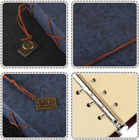 ThxMadam Vintage Notebook A5 Leather Cover Writing Notebook Loose Leaf Travel Journal Diary Refillable Sketchbook with 200 Kraft Pages/100 Sheets and 1 PVC Zipper Pocket Gift for Man Woman Student in Saudi Arabia