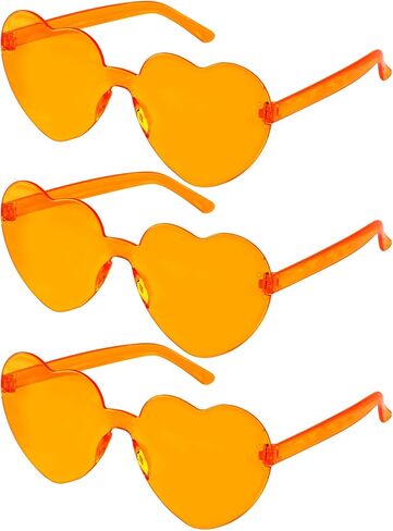 AFNWQI Heart Sunglasses, Heart Shaped Sunglasses, 3-Pack Transparent Rimless Sunglasses, Colored Sunglasses, Party Glasses in Kuwait