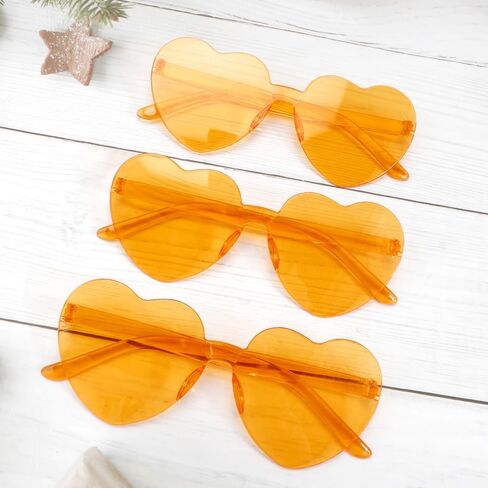 AFNWQI Heart Sunglasses, Heart Shaped Sunglasses, 3-Pack Transparent Rimless Sunglasses, Colored Sunglasses, Party Glasses in Kuwait