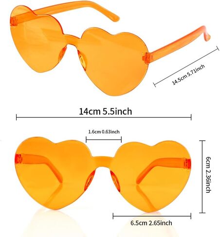 AFNWQI Heart Sunglasses, Heart Shaped Sunglasses, 3-Pack Transparent Rimless Sunglasses, Colored Sunglasses, Party Glasses in Kuwait