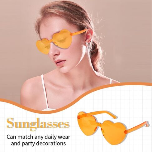 AFNWQI Heart Sunglasses, Heart Shaped Sunglasses, 3-Pack Transparent Rimless Sunglasses, Colored Sunglasses, Party Glasses in Kuwait