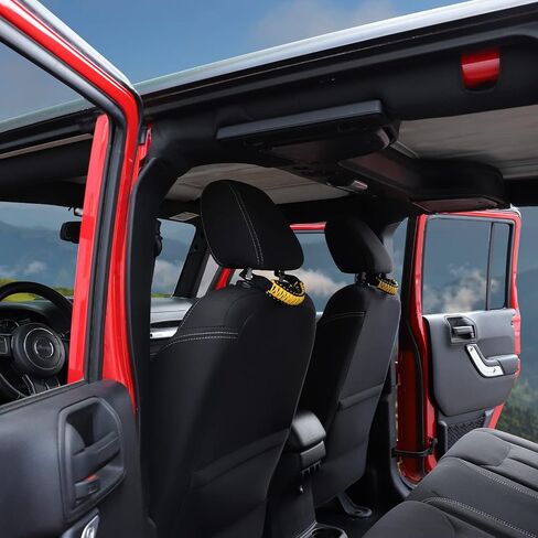 Hoolcar Paracord Grab Handles Headrest Grab Handles Rear Soundbar Grab Handle for 2007-2021 Jeep Wrangler JK JKU JL JLU JT, Black & Yellow in Saudi Arabia