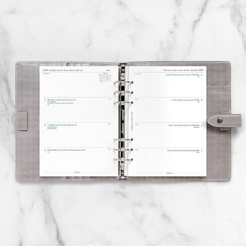 Filofax Calendar Diary Refill, A5 Size, Week-to-View with Notes Section, White Paper, Unruled, Multilingual: Five Languages, 2024 (C68516-24) in Saudi Arabia