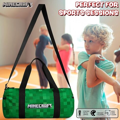 Minecraft Gym Bag for Kids Travel Overnight Sports Duffle Bag for Boys Adjustable Strap Green Kit Bag Large Holdall 41 x 19cm Gamer Hand Luggage Bag in Saudi Arabia