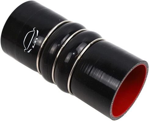 LTI Universal بطول 6 بوصات 4 طبقات معززة بدرجة حرارة عالية 2.75 بوصة معرف خرطوم سيليكون مستقيم مزدوج الحدبة مع 3 حلقات فولاذية (2.75 بوصة أسود) in Saudi Arabia