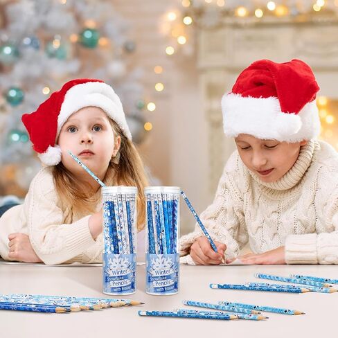 192 قطعة من أقلام الرصاص على شكل ندفة الثلج الشتوية مع ممحاة، هدايا عيد الميلاد، أقلام رصاص ممتعة للعطلات مع صندوق تخزين، أقلام رصاص HB، هدايا الحفلات المجمدة، لوازم مكافآت الحفلات والقرطاسية المدرسية in Kuwait