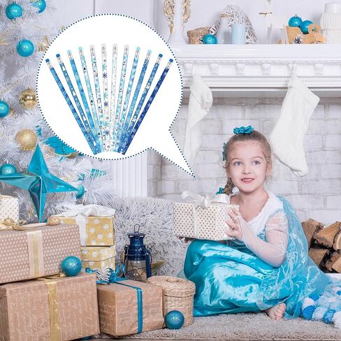 192 قطعة من أقلام الرصاص على شكل ندفة الثلج الشتوية مع ممحاة، هدايا عيد الميلاد، أقلام رصاص ممتعة للعطلات مع صندوق تخزين، أقلام رصاص HB، هدايا الحفلات المجمدة، لوازم مكافآت الحفلات والقرطاسية المدرسية in Kuwait