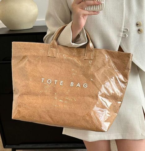 Caistre Women's PVC Tote Handbags Shoulder Bag Winter Fall Fashion Kraft Paper Tote Bag Y2K Large Shopping Bag in Saudi Arabia