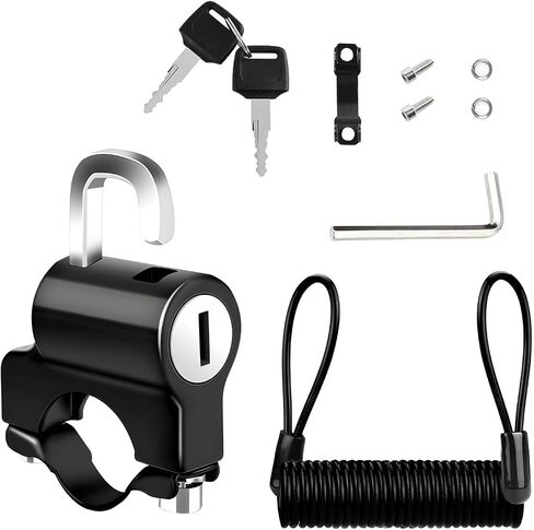 Motorcycle Helmet Anti-Theft Lock, Motorbike and Bicycle Helmet Safety Lock with Two Keys, Handlebar Mounting Tamper-Proof Helmet Security Lock, Motorcycle Accessories (Black+Red) in Saudi Arabia