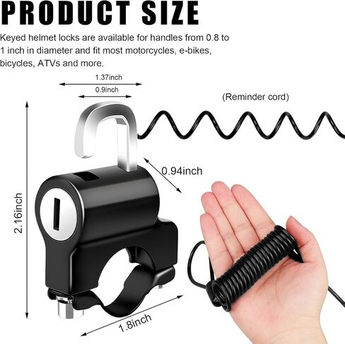 Motorcycle Helmet Anti-Theft Lock, Motorbike and Bicycle Helmet Safety Lock with Two Keys, Handlebar Mounting Tamper-Proof Helmet Security Lock, Motorcycle Accessories (Black+Red) in Saudi Arabia