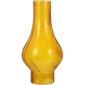Angoily Oil Lamp Shade Glass Kerosene Lampshade Replacement Tall Clear Glass Oil Lamp Chimney Covers Crimped Top Hooded Candle Holder for Antique Vintage Chamber Lamp Yellow