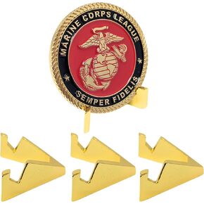 Chevron Military Challenge Coin Display Stand - Solid Metal with Anodized Finish - US Vet. Business (Black)