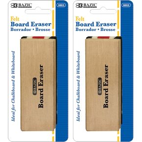 BAZIC Chalkboard Eraser, Wood Felt Blackboard Whiteboard Erasers Cleaner Dustless Duster for Teacher Office Class Home, 1-Pack