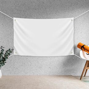 Blank DIY Banners Polyester Oxford Cloth White Banner with Hanging Rope for Wall Signs Writing DIY Painting Indoor Outdoor Office Camping Yard Birthday Party Decorations Supplies 4x2ft-BECKTEN