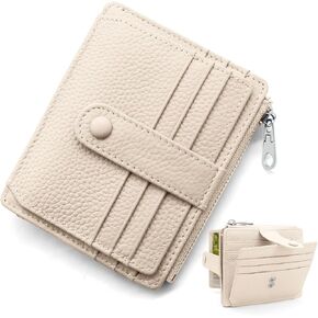 Small Wallet for Women RFID Blocking Card Holder Slim Leather Women Wallet Multi Card Case with ID Window Zipper Coin Pocket Purse(Brown)