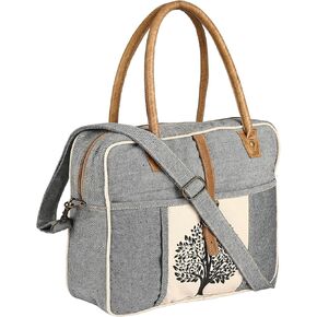 Butterfly Canvas Hand Bag | Canvas Messenger Bag & Cowhide Tote crossbody Bag with pockets, Zipper Closure for Women