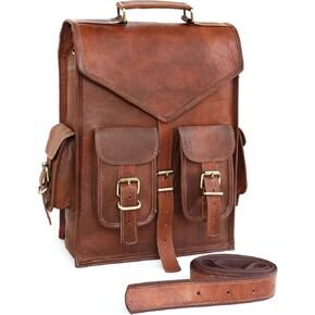 american blue 15" Men's Auth Real Leather Messenger Bags Laptop Briefcase Satchel backpack Bag Rucksack Sling, Brown, 15X11X5