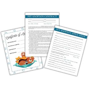 Rescue Animal Adoption Certificate Contract, Application, Certificate Form Packet for Pets Dog Cat | 75pk 8.5x11" Animal Shelter Organization Management Poster Donation Sign Kit