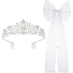 حجاب فيونكة شعر الزفاف وتيجان كريستال، تيجان حجاب زفاف للعزوبية، طرحة زفاف لحفلات العزوبية للعروس in Kuwait