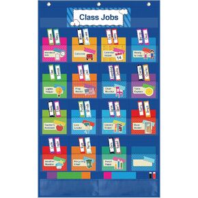 Class Jobs Pocket Chart Classroom Jobs Chart Class Management Educational Pocket Chart Teacher's Helper Bulletin Board Decoration for Back to School - Black