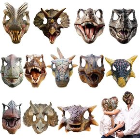 Minatee 24 Pieces Jurassic Dinosaur Masks Birthday Funny Decorations for Kids Party Supplies Dinosaur Party Mask Theme Birthday Gifts for Boys and Girls(Dinosaur)
