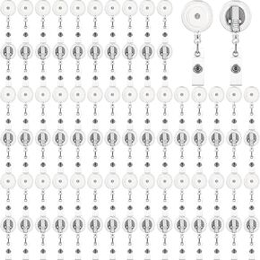 Fulmoon 100 Pcs Translucent Retractable Badge Reels Round ID Badge Holders Nursing Name Reels with Swivel Alligator Clip and Vinyl Card Strap for Nurses Volunteer Students Teachers(Translucent Clear)