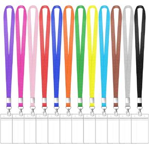 12 Pack Cruise Lanyard with ID Card Holder Colorful Lanyard with Waterproof ID Badge Holder Lanyard (12 Colors)
