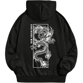 GORGLITTER Boy's Dragon Graphic Hoodie Cool Long Sleeve Oversized Hooded Sweatshirt