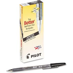PILOT The Better Ball Point Pen Refillable Ball Point Stick Pens, Fine Point, Black Ink, 12-Pack (35011)