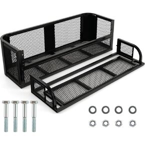ATV/UTV Rear Drop Rack Basket, Universal Steel Mesh Surface Cargo Storage Basket, Heavy-Duty Detachable Steel Cargo Basket Carrier