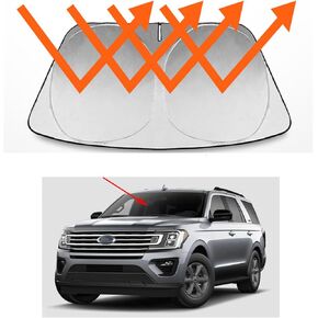 Windshield Sun Shade Compatible with 2018-2023 Ford Expedition SUV Window Shade Sun Visor Foldable Front Blocks UV Rays &Sun Heat - Upgraded 210T Material two -layer (2018-2023 Ford Expedition)