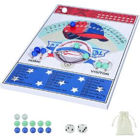 Baseball Dice Board Game Thick Solid Wood Dice and Marble Board Game Fun Color Pattern Double Battle Table Game for Family Party Holiday Gatherings (Log Color)…