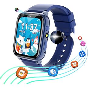 Kids Smart Watch with 26 Puzzle Games HD Touch Screen Smartwatch for Boys Girls Ages 5-12, Camera Video Music Alarm Audiobook Learn Card Flashlight Pedometer Christmas Birthday Educational Gift Toy