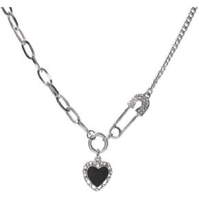 Punk Red Heart Spider Y2k Star Necklace Ring Trendy Collar Chain Necklace Ring for Women Men Teen Fashion Jewelry