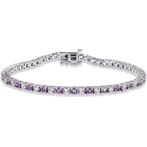 supermodel Birthstone Tennis Bracelets for Women, Sterling Silver 14K White Gold Plated Nature Topaz Bracelet, Gemstone Bracelets, 9 Color Choice, width 3mm 4mm 5mm, Length 7.25 Inch