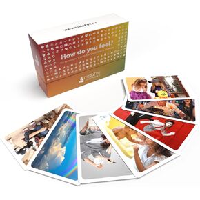 metaFox How do You Feel? Emotions Cards, Feeling Picture Cards| 60 Pleasant & unpleasant Emotions & 8 Methods Cards | for Emotional Intelligence, Coaching & Therapy