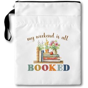 My Weekend is All Booked Book Club Gifts Bag, Book Sleeves with Zipper, 11x9 Inch Washable Book Covers for Paperbacks, Book Cover Bag Gifts for Women Bibliophile Reader Bookish, A014