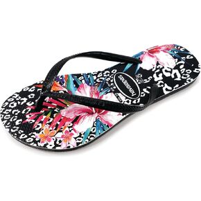 Havaianas kids slim animal floral sandal - black/black -, 11/12C little kid
