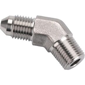 3AN Male Flare to 1/8 NPT Pipe Male 45 Degree Stainless Steel Fitting Adapter Union Connector