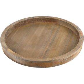 Wooden Decorative Tray, Round Brown Serving Tray is Suitable as Plant Tray, Rustic Wedding Decoration Tray