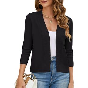 MURMUREY Womens Long Sleeve Open Front Knit Crop Bolero Cardigan Sweater Shrug for Dress
