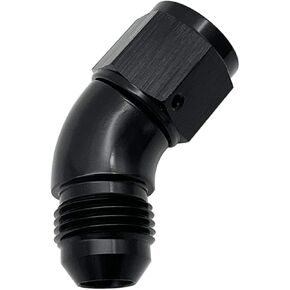 90 Degree Aluminum -6 AN Male to AN6 Female Swivel One Pieces Full Flow Elbow Fitting Adapter, Black