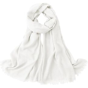 Cotton White Shawl for Women, Comfortable Soft Lightweight Windproof Scarves Autumn Scarf Wraps Linen Gauze, 77 * 40in Breathable Multifunctional Head Hijab Suitable for Daily Wear and Travel